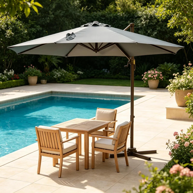 SONNI Cantilever Sonnenschirm 360° drehbar mit Neigefunktion, großer achteckiger Garten- & Poolschirm, Aluminium & Polyester, 2,95 x 2,5 m, Dunkelgrau