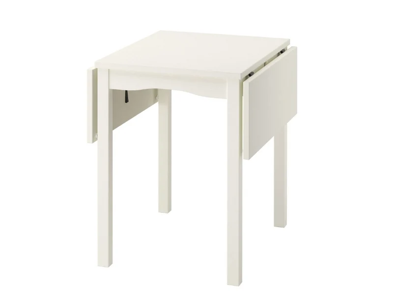HAUGA Drop-leaf table, white/birch veneer, 55/82/109x74 cm