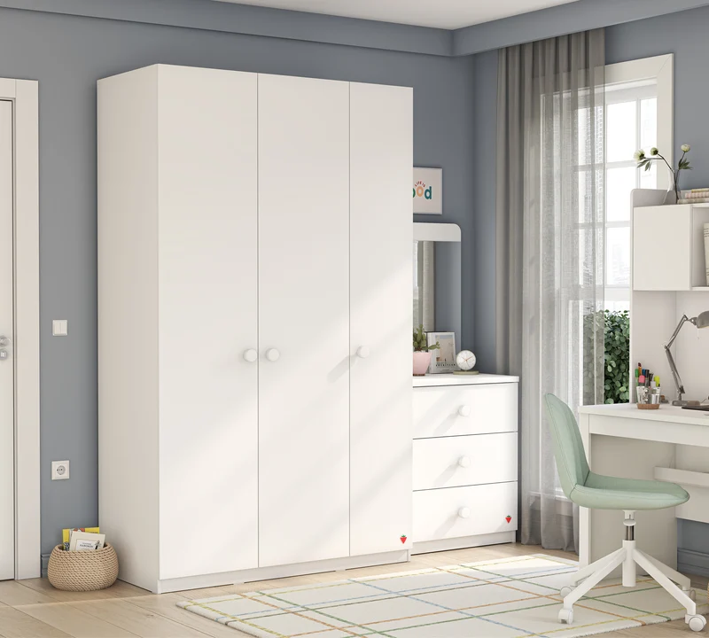 Varia Beyaz 3 Kapılı Line Dolap