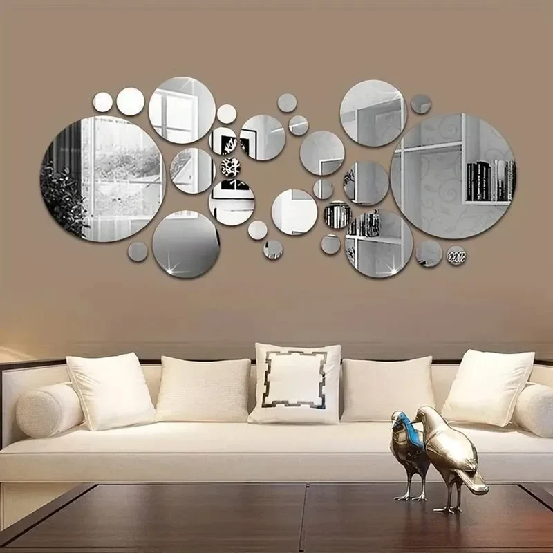 Miroir en Stickers Rond – Set de 26 Pièces Acrylique