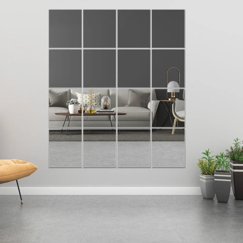 Miroir Plafond Adhésif en Dalles Acrylique – Lot de 16