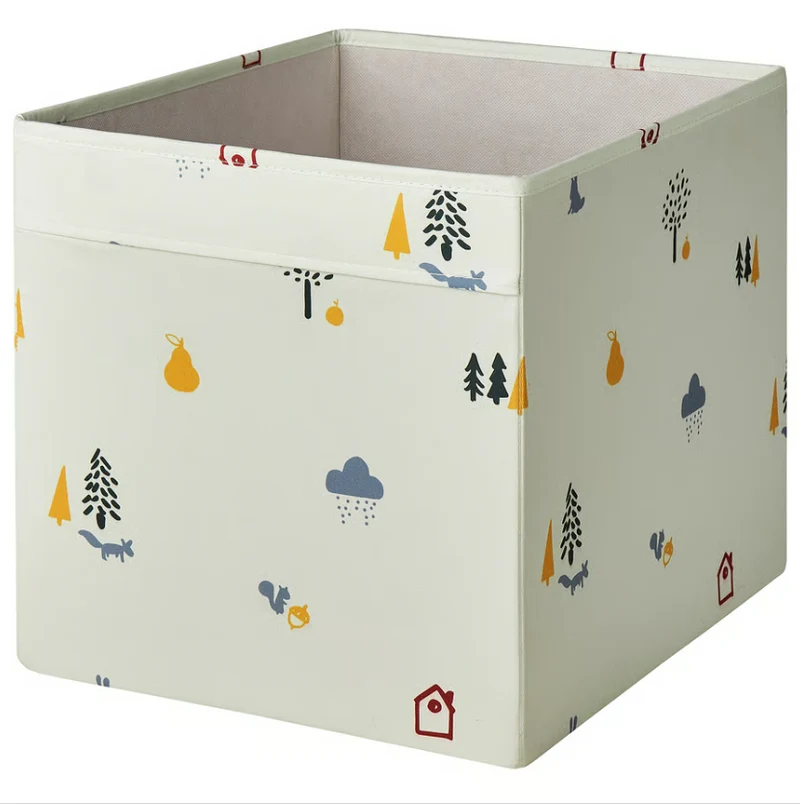 REGNBROMS Box, forest animal pattern/multicolour, 33x38x33 cm