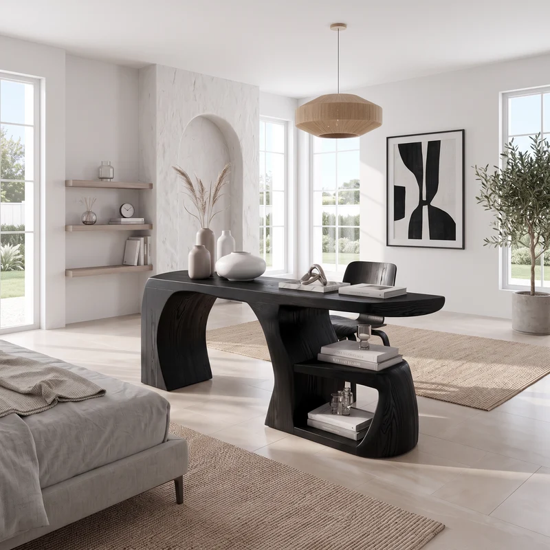 Modern Wood Desk With Floating Drawers For Office SINLSADE189