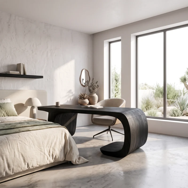 Minimalist Writing Desk With Clean Symmetrical Base For Home Office SINLSADE197