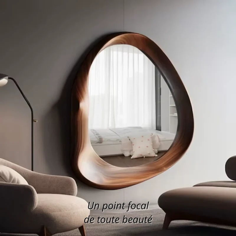 Miroir Design Bois – Élégance Organique et Forme Sculpturale