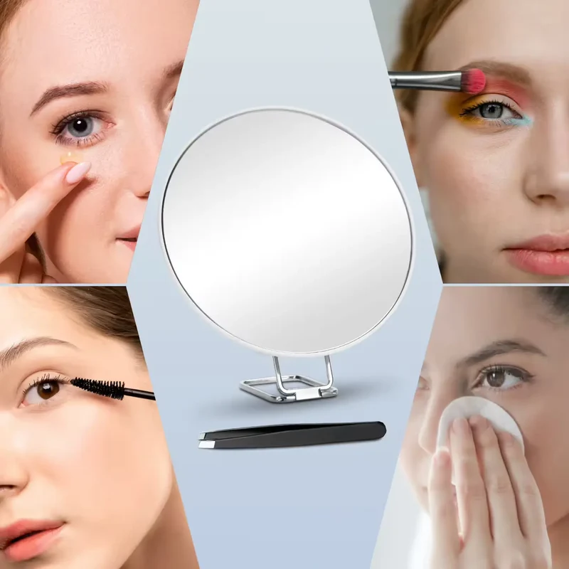 Miroir grossissant x20 chromé avec ventouses et support 360°