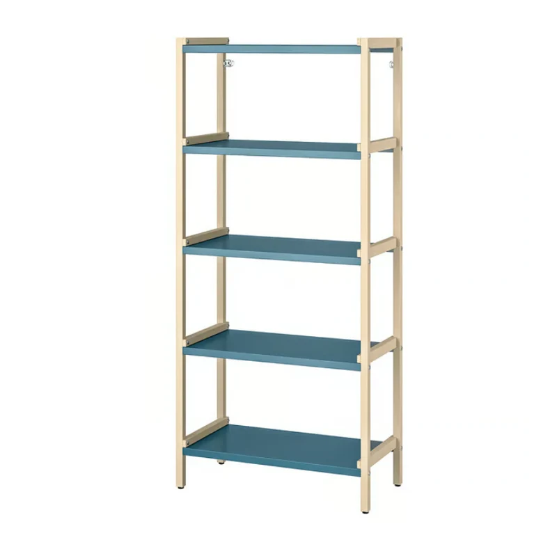 EKENABBEN Open shelving unit, aspen/blue, 70x34x154 cm