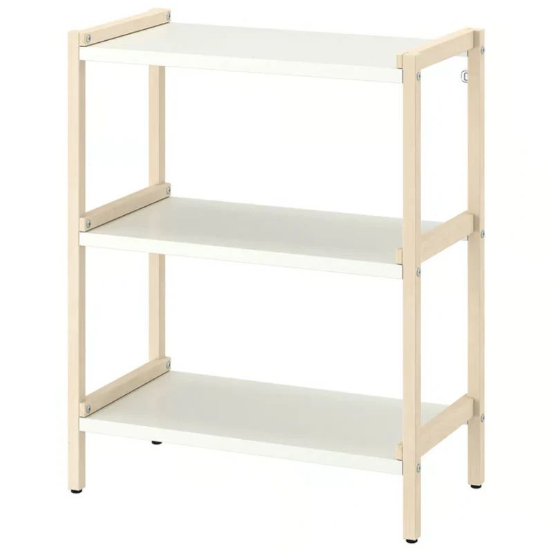 EKENABBEN Open shelving unit, aspen/white, 70x34x86 cm