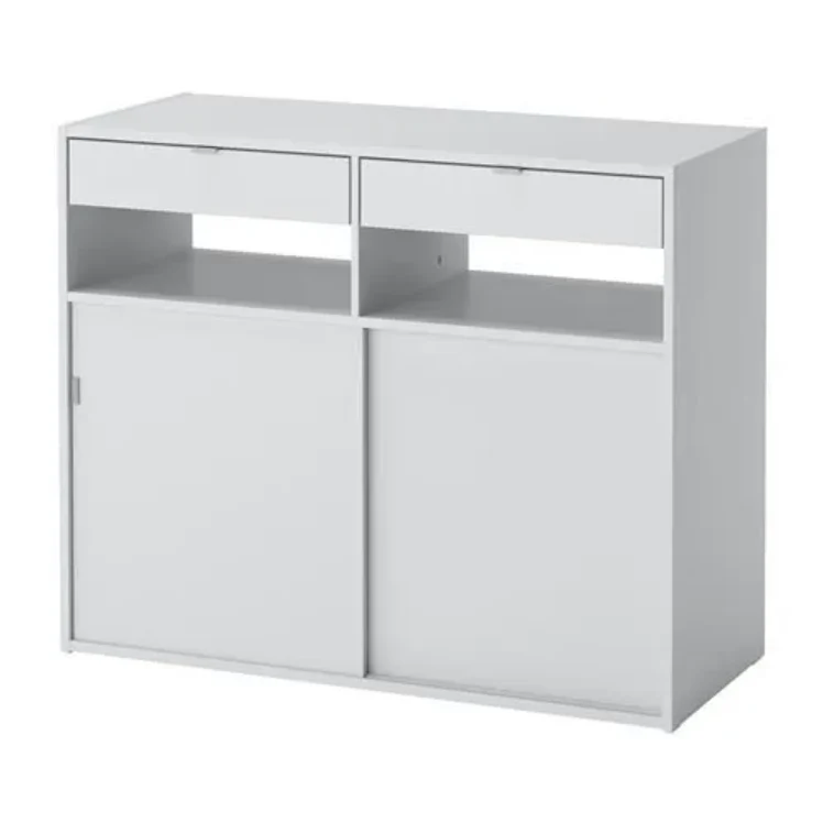SPIKSMED sliding door-cabinet , light grey, 97x40x79 cm
