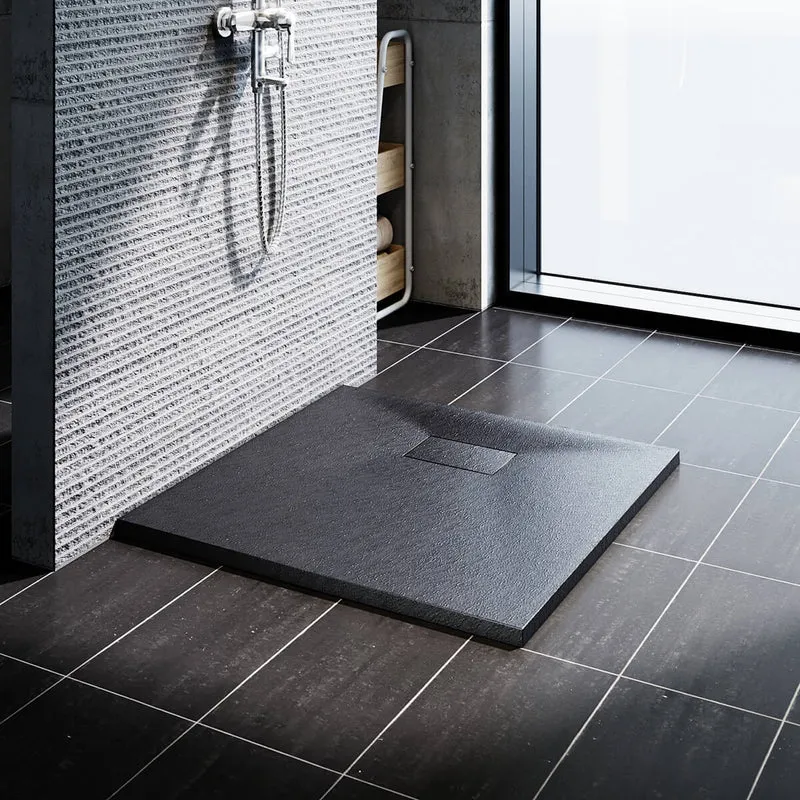 SONNI Design Duschwanne Flache SMC Duschtasse Antirutsch Brausewanne Grau Includes Ablaufgarnitur