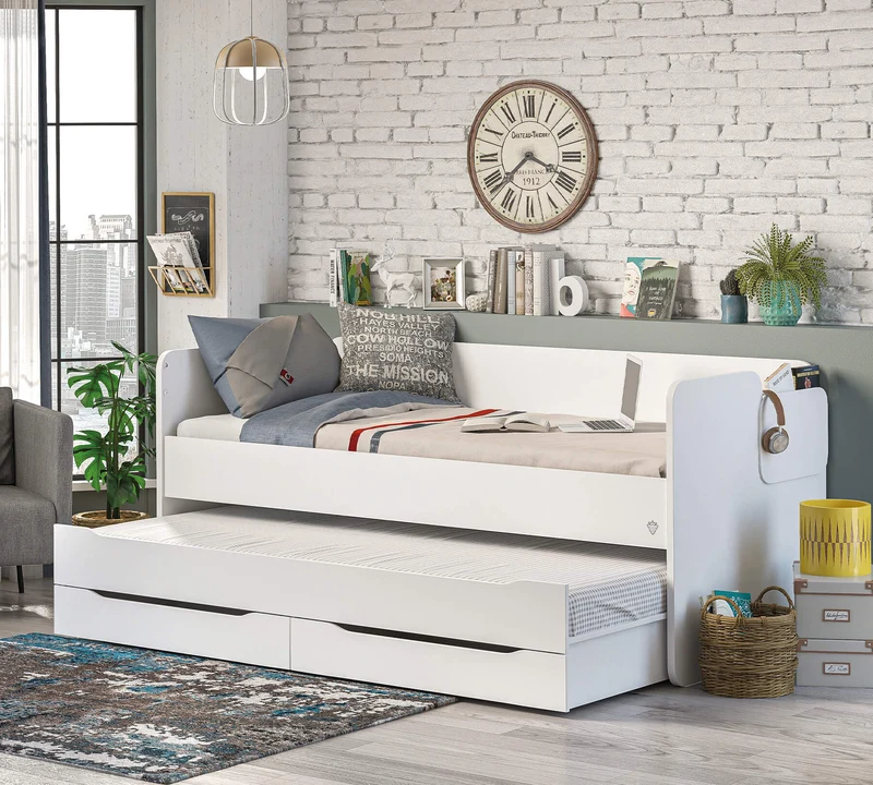 Studio Drawer Pull-out Bed White (90x200 cm)