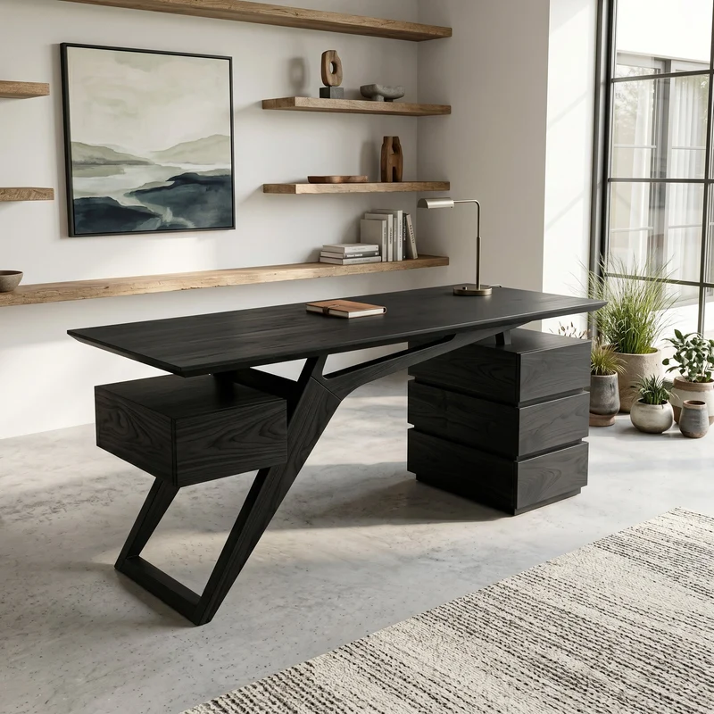 Modern Executive Desk With Sculptural Geometric Design For Workspace SITHHNDE037