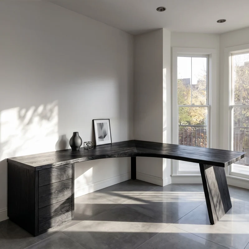 Rustic Wooden L-Shaped Desk For Bright Study Room RTTHHNDE106