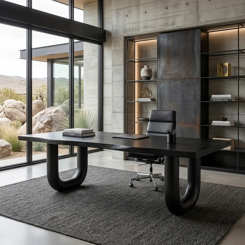 Organic Desk With Rounded U-Legs For Home Office RTNGHNDE122