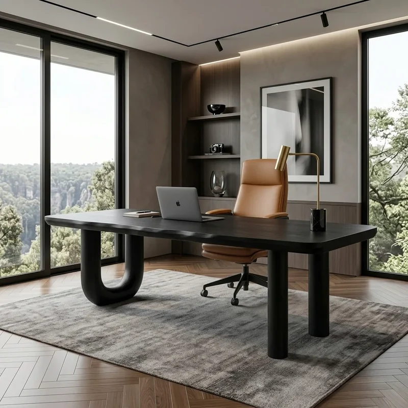 Organic U-Shaped Leg Desk For Home Office RTNGHNDE119