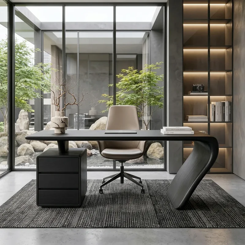 Organic Sculptural Curved Desk For Home Office RTNGHNDE116