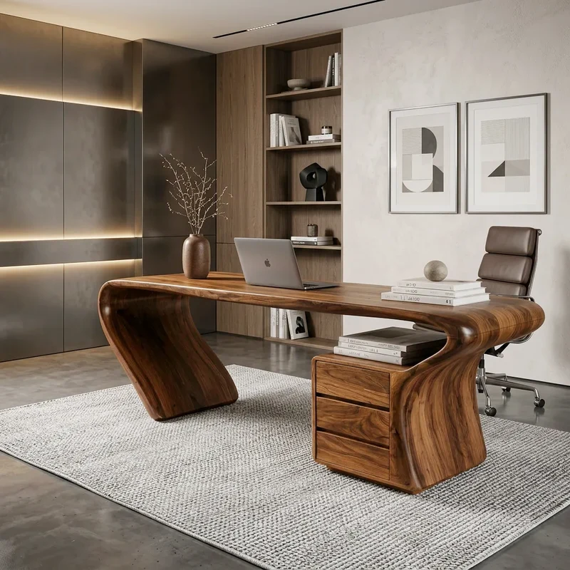 Organic Sculptural Curved Leg Desk For Home Office RTNGHNDE115