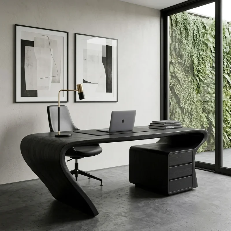 Organic Sculptural Curved Leg Desk For Home Office RTNGHNDE115