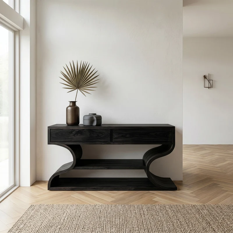Organic Console Table With Two Curved Sides For Living Room RTTHHNCS066