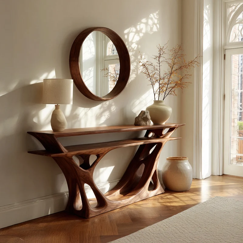 Contemporary Console Table With Sculptural Form For Entryway RTTHHNCS062