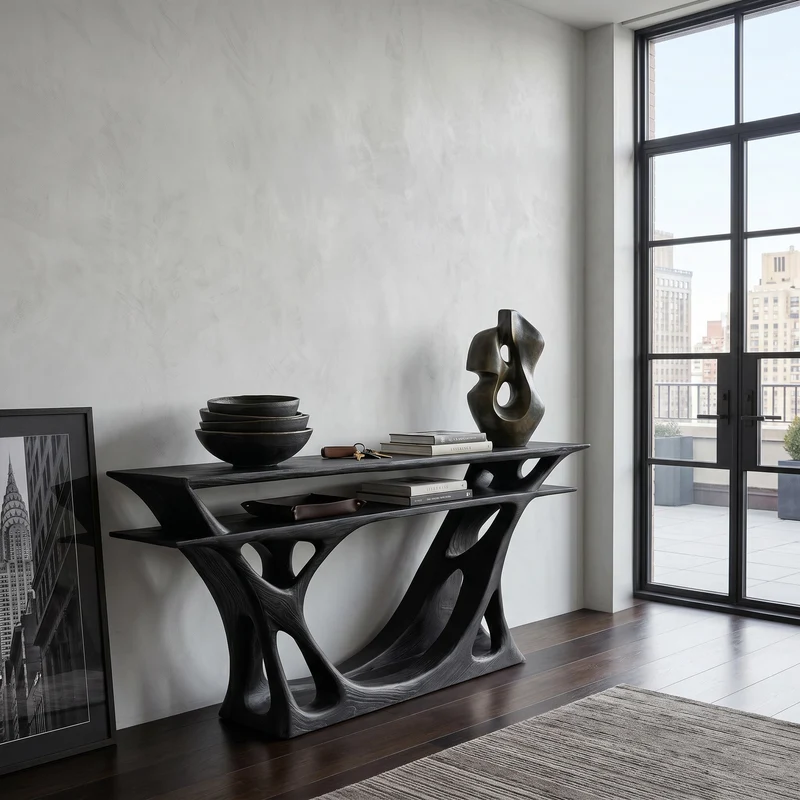 Contemporary Console Table With Sculptural Form For Entryway RTTHHNCS062
