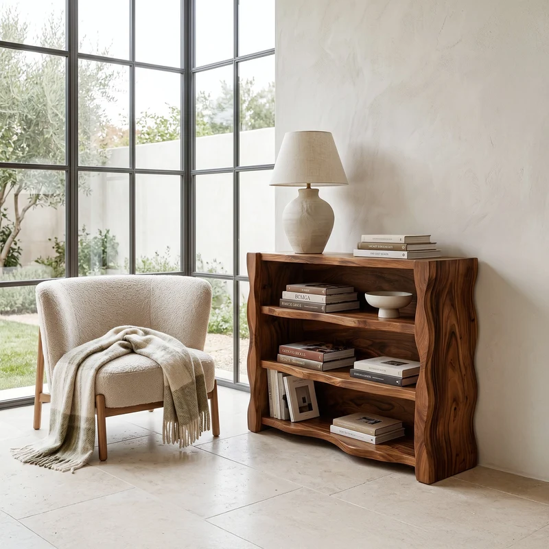 Organic Wavy Console Table With Three Tiers For Interior RTTHHNCS060