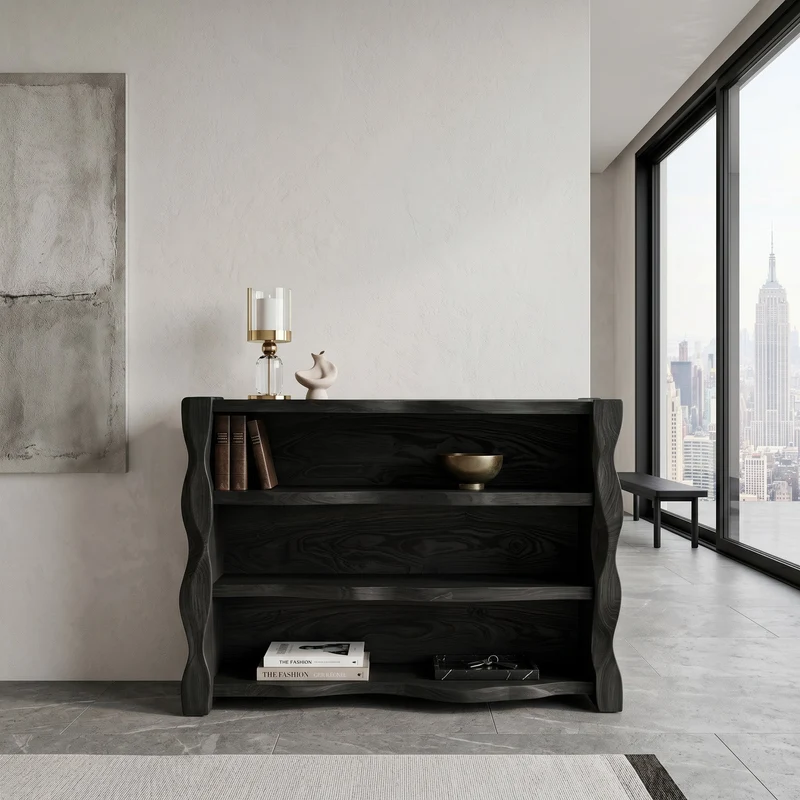Organic Wavy Console Table With Three Tiers For Interior RTTHHNCS060