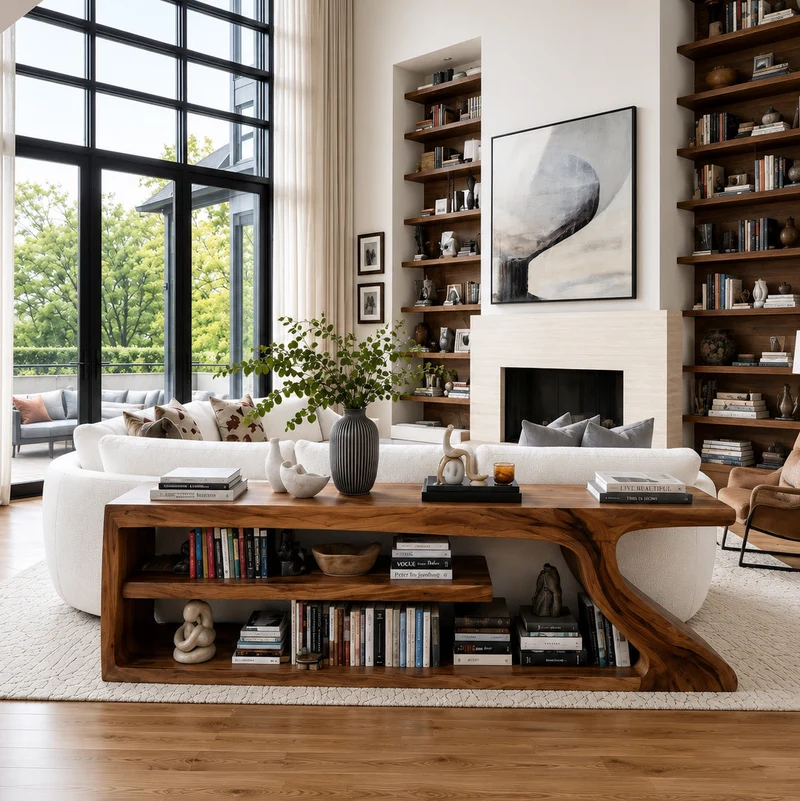 Organic Wooden Console Table For Modern Home RTTHHNCS007