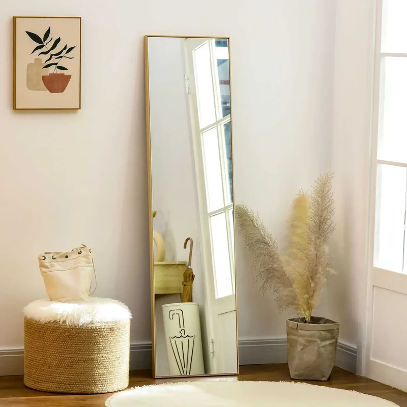Miroir en Bois sur Pied – Design Naturel et Stabilité Assurée
