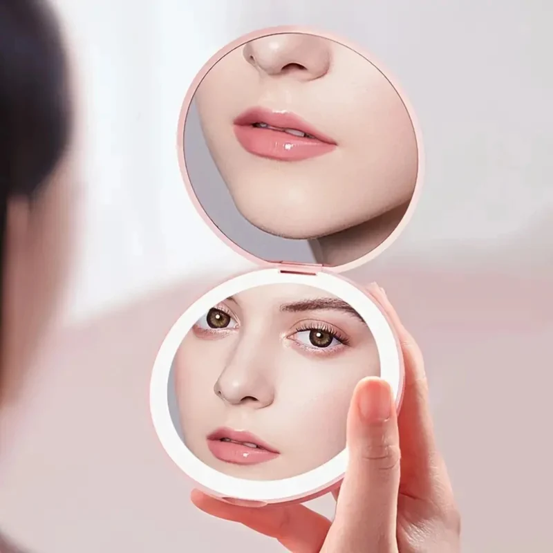 Petit Miroir De Poche LED Grossissant pour Maquillage