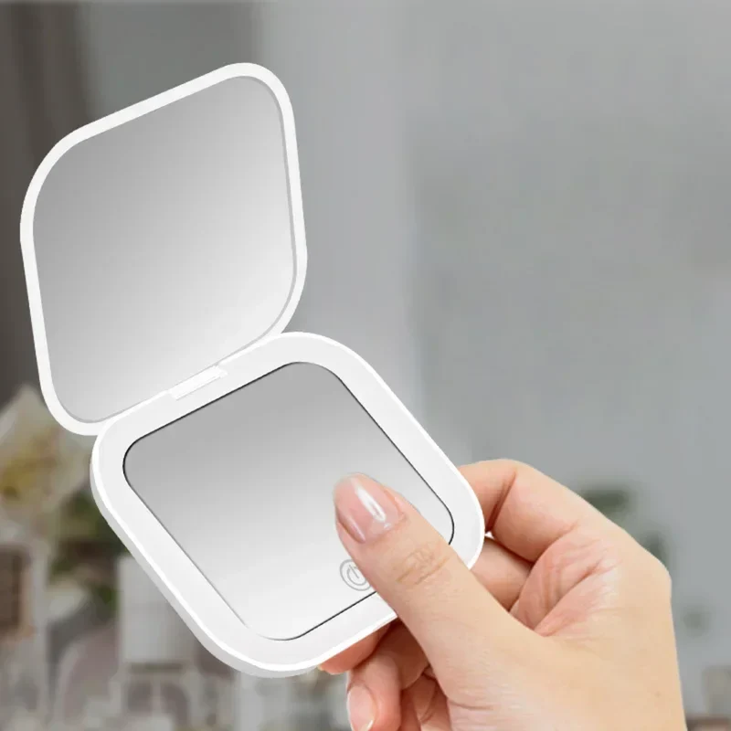 Miroir de Poche Grossissant LED double face rechargeable