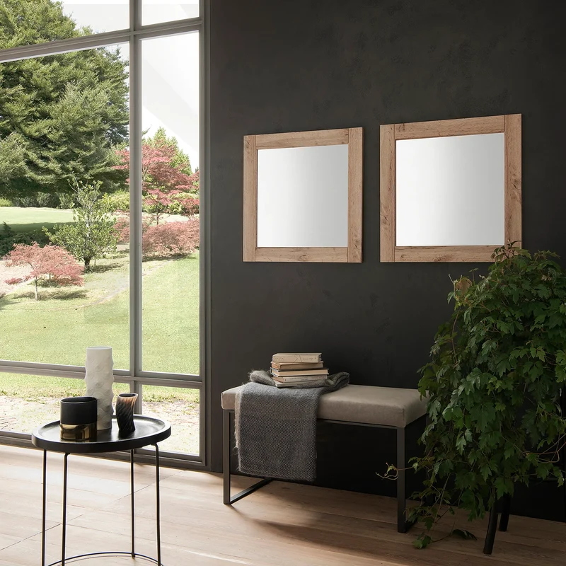 Miroir Carré Bois – Look Moderne et Chaleur Naturelle