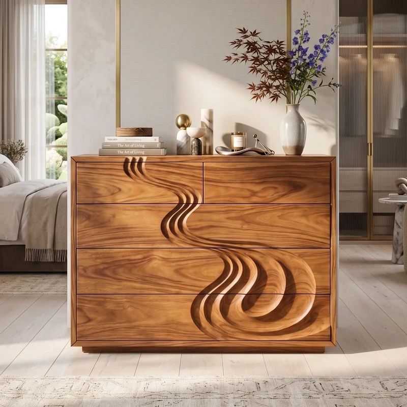 Contemporary Carved Bedroom Dresser For Master Suite SILDTTNDR012