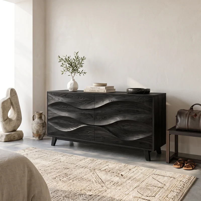 Minimalist Wave Closet Dresser For Modern Bedroom SILDTTNDR005