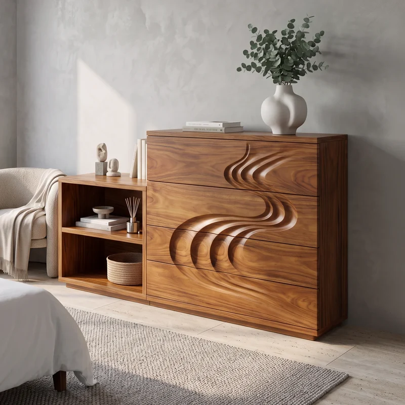 Mid Century Carved Dresser Table For Guest Room SILDTTNDR004