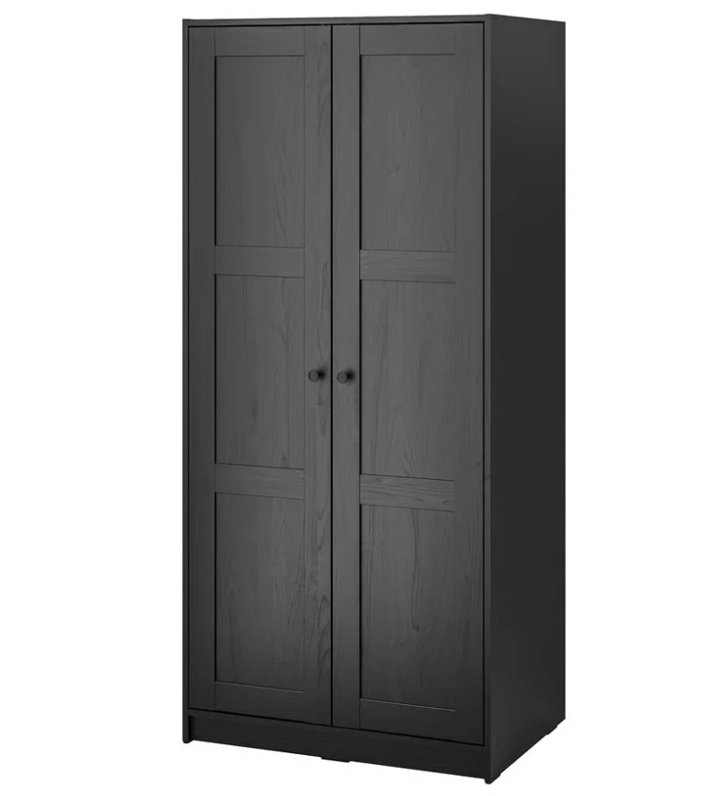 RAKKESTAD Wardrobe with 2 doors, black-brown, 79x176 cm