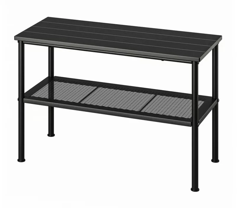 NIPÅSEN Bench with shoe storage, black, 79x35x52 cm