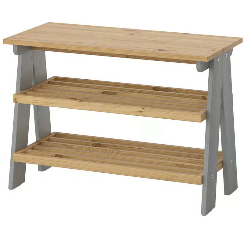 KALLSÖ Bench with shoe storage, grey, 80x38x56 cm
