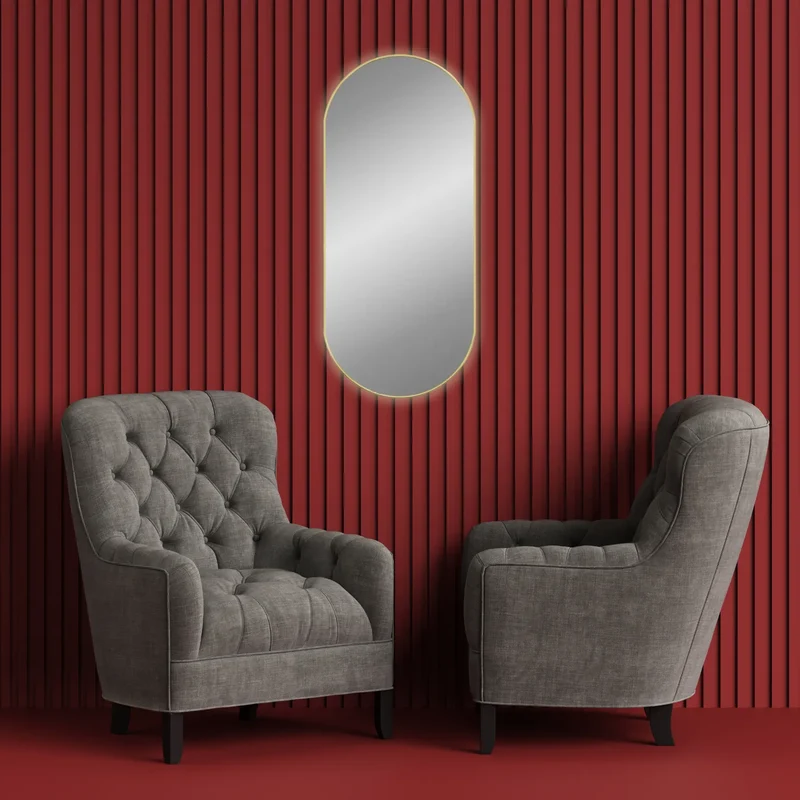 Miroir design doré 100x45 cm – style contemporain