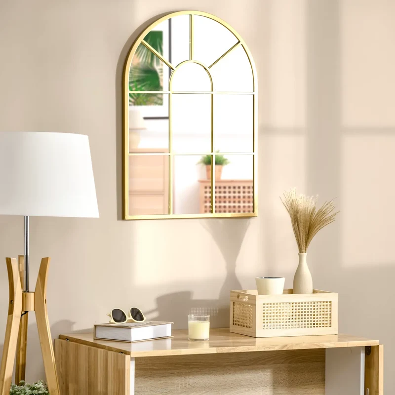 Miroir Arche Doré 60×91 cm – Style Verrière Murale Chic