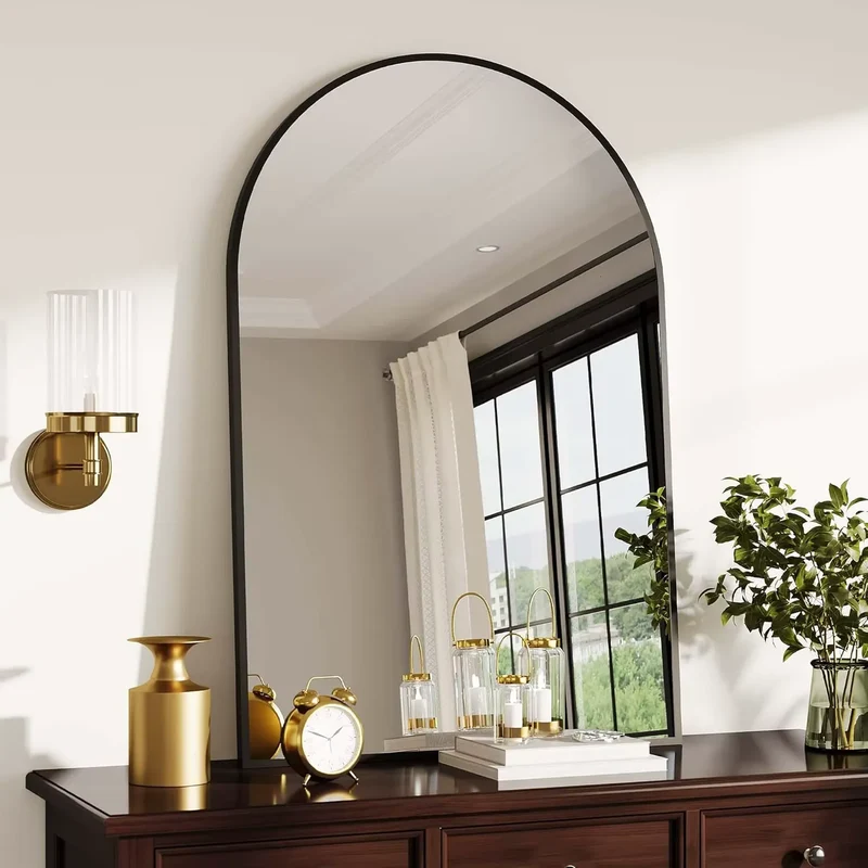 Miroir Arche Noir 65x95 cm – Cadre Aluminium Verre Sécurité
