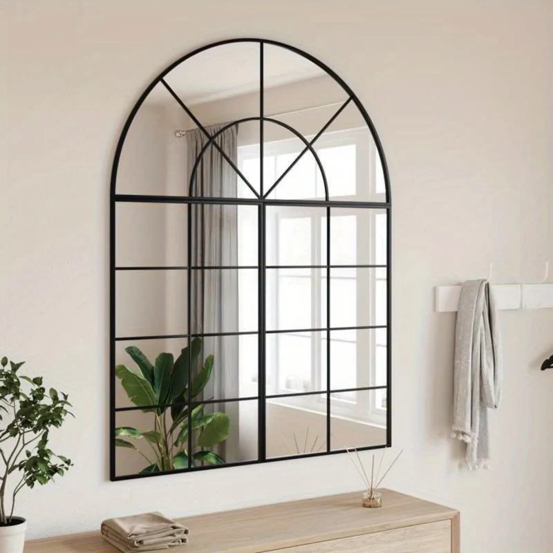 Miroir Mural Industriel Arqué 100x150 cm – Élégance Brut et Forme Architecturale
