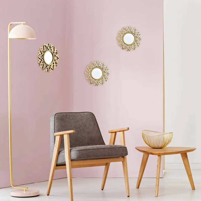 Miroir Rond Design 25 cm – Décoration Dorée au Look Contemporain