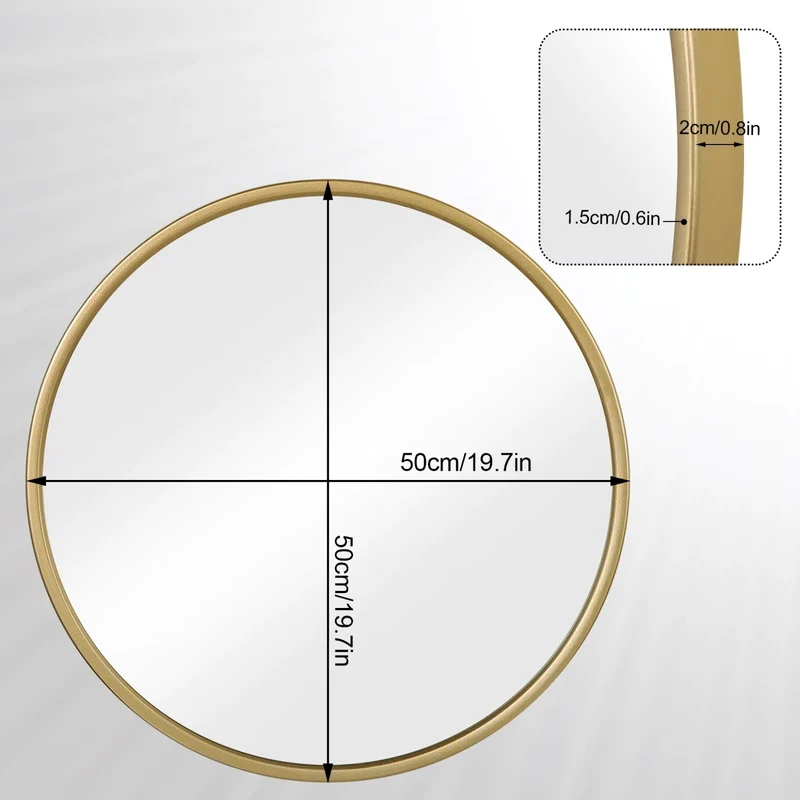 Grand Miroir Rond Doré 60 cm – Idéal pour Salon, Entrée ou Salle de Bain