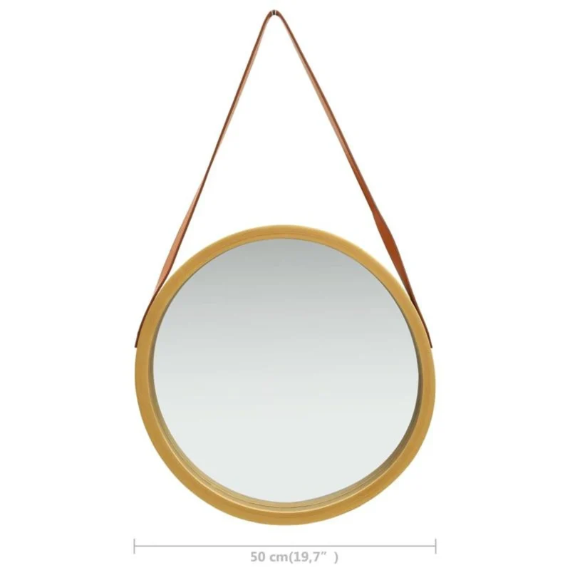 👉 Miroir Rond Contour Bois - 40 cm - Déco Murale avec Sangle Tendance