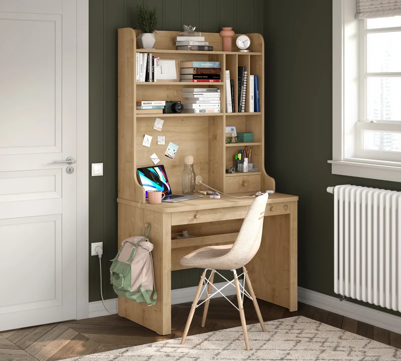 Mocha Small Study Desk (With Tall Study Unit)