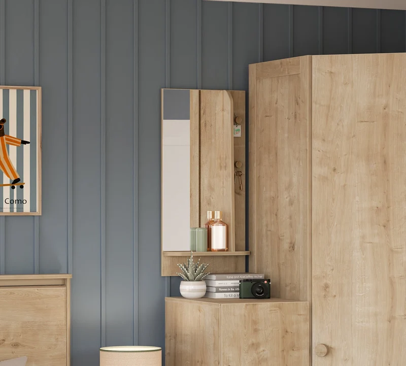 Mocha Wall Mirror With Shelf