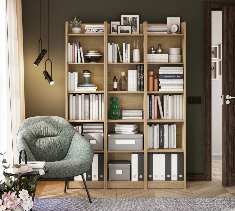 Mocha Open Bookshelf