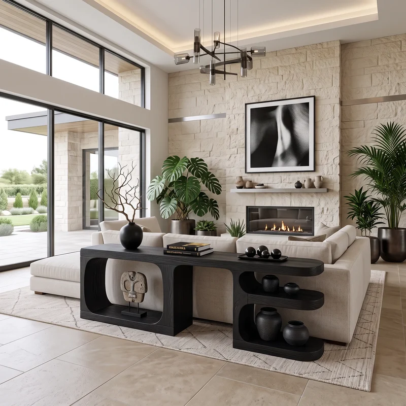Contemporary Rounded Console Cabinet For Living Room SILDTTNCS199