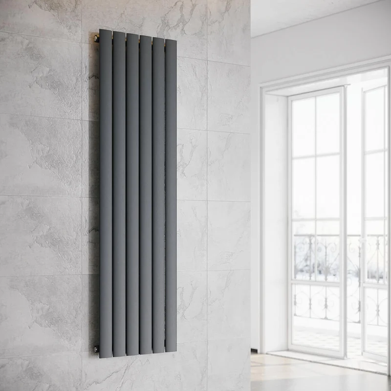 SONNI Badheizkörper Design Flach Heizkörper Antrazit Paneelheizkörper Vertikal Mittelanschluss 1600*465mm ohne/mit Mutiblock